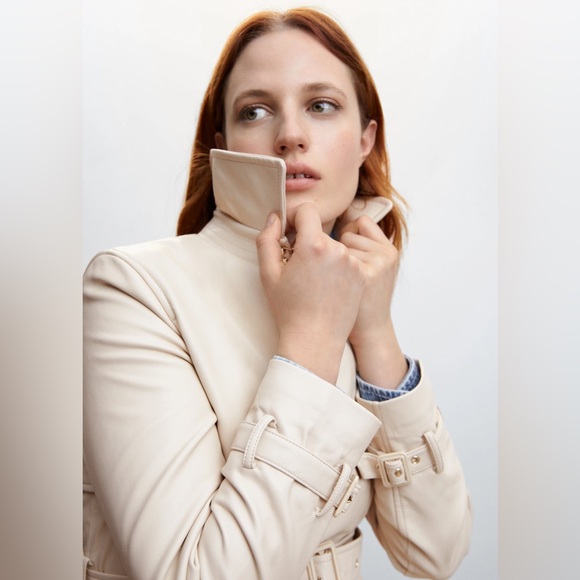 NWT - Mango - buttery faux Leather trench coat - M - Picture 13 of 15